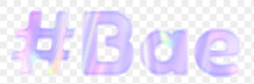 Purple hashtag bae text png feminine holographic word sticker