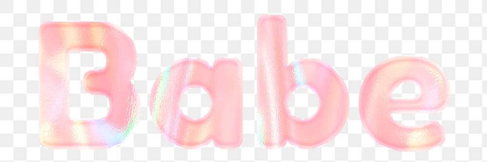 Shiny babe png lettering orange holographic word sticker