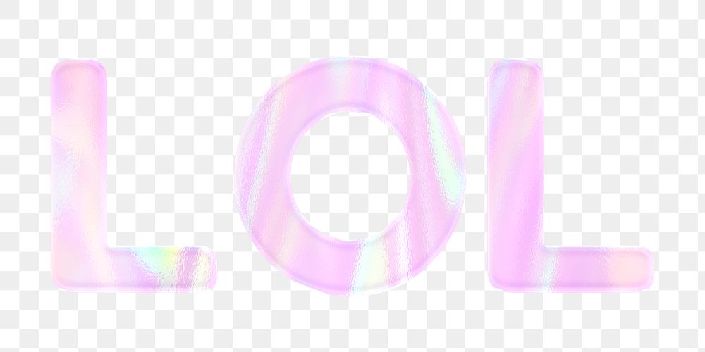 Holographic LOL png shiny sticker lettering typography