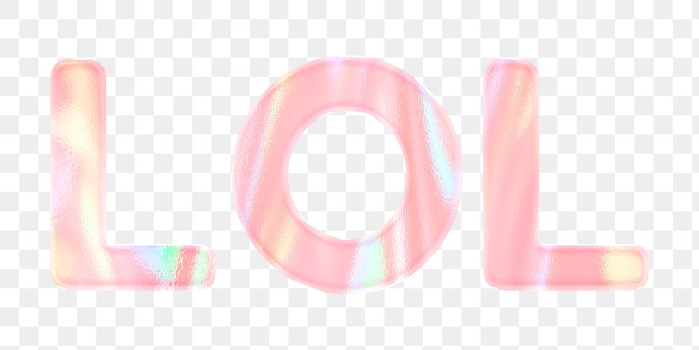 Orange LOL png cute holographic word sticker