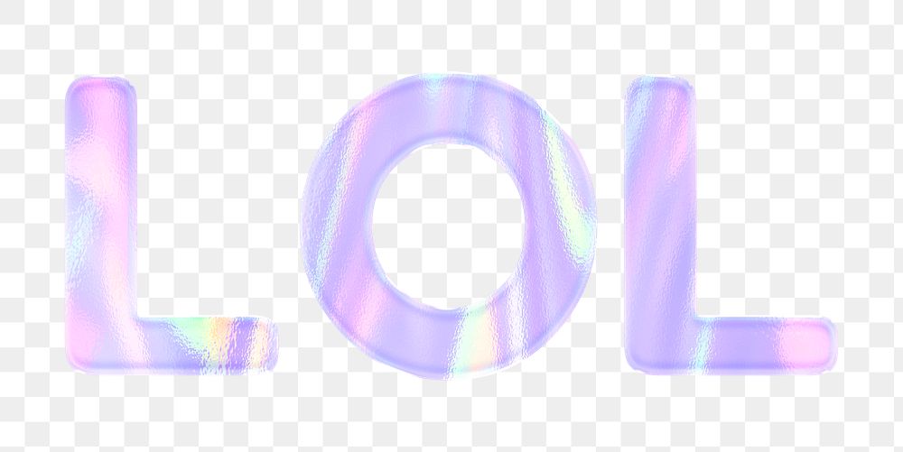 Shiny LOL png lettering purple holographic word sticker