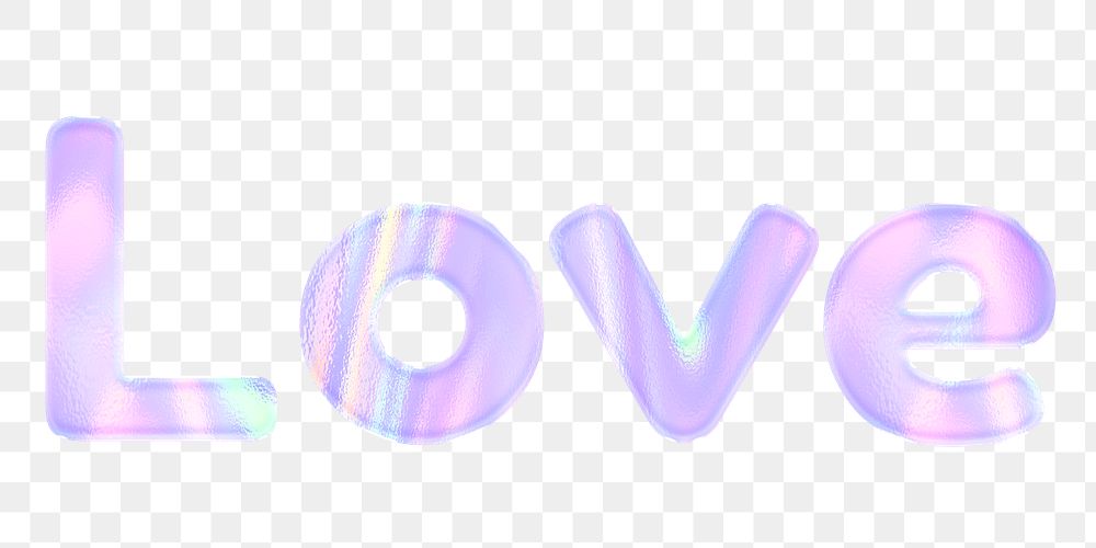 Purple love text png bling bling holographic word sticker