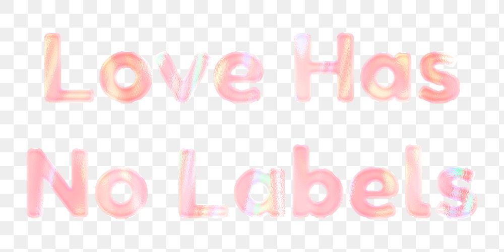 Holographic Love has no labels png sticker word art pastel font