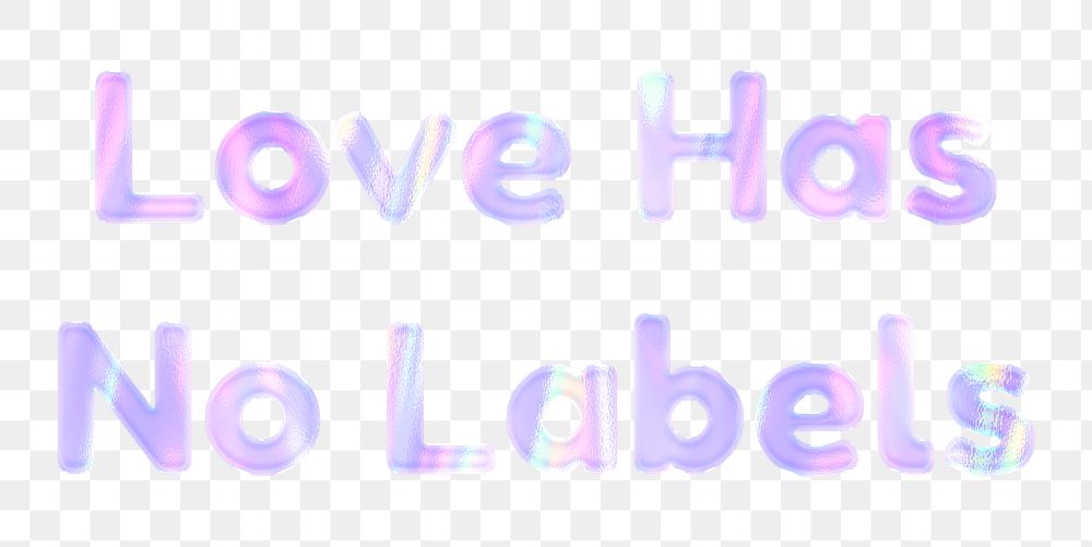 Love has no labels png sticker word art holographic pastel font