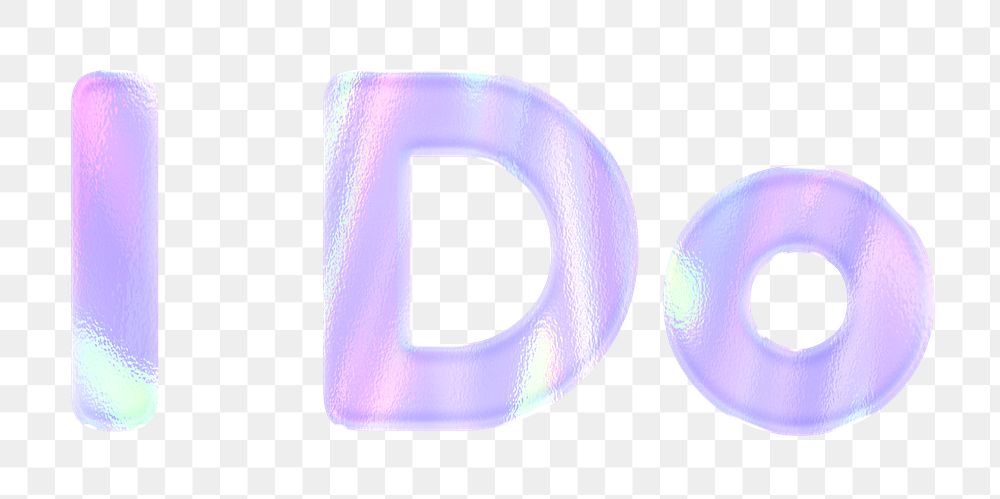 Purple I do png sticker holographic bold font feminine