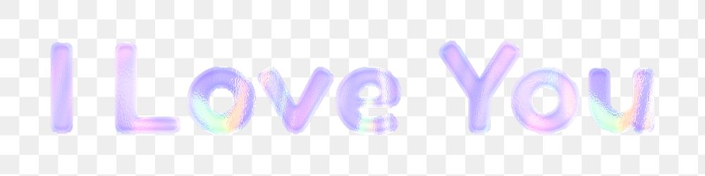 Png I love you lettering purple holographic word sticker