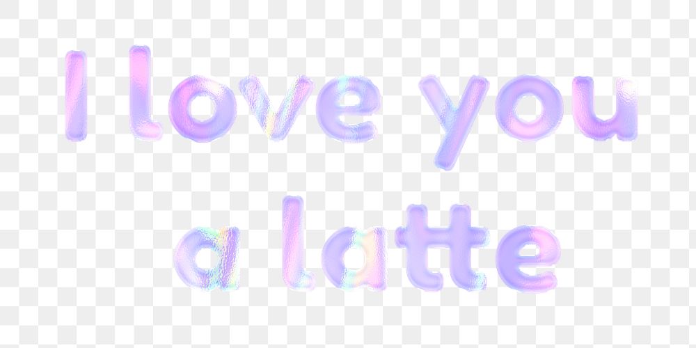 Love message png word sticker holographic pastel purple
