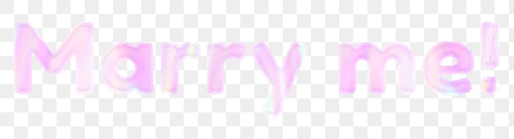 Holographic effect marry me! png sticker word art pastel font