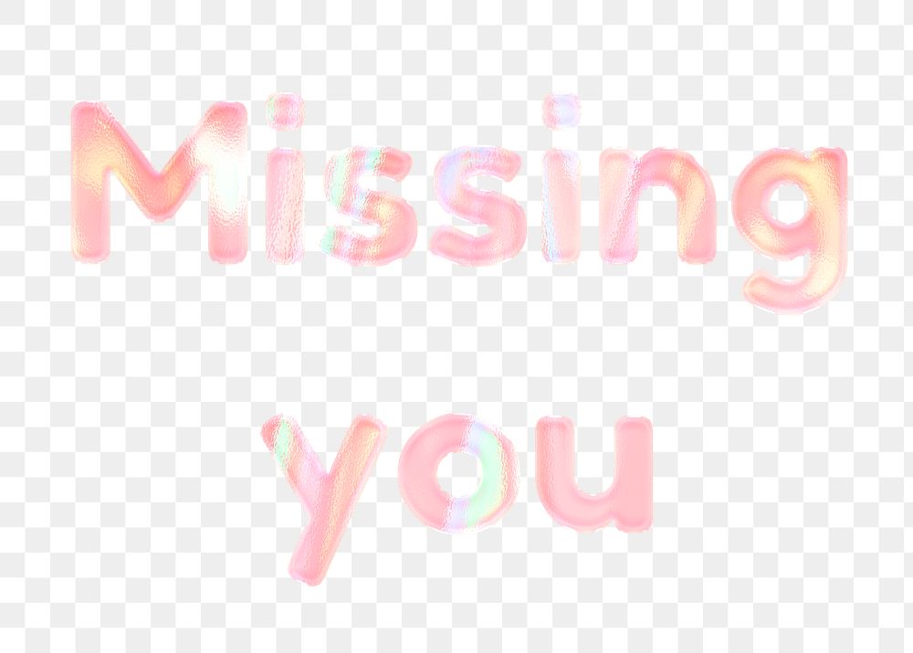 Shiny missing you png lettering orange holographic word sticker