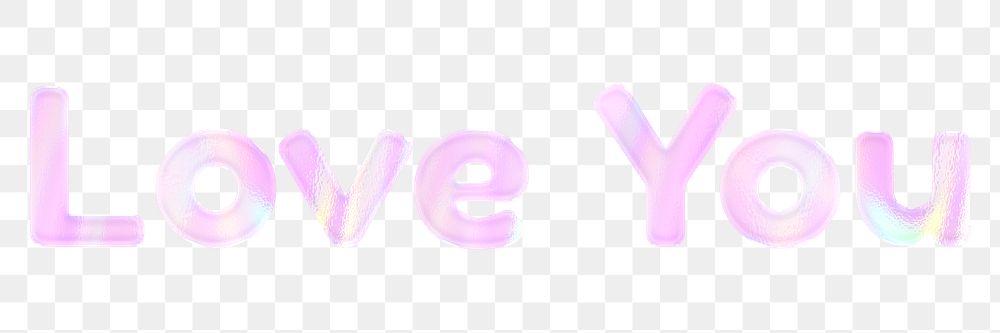 Love you text png holographic pink word sticker