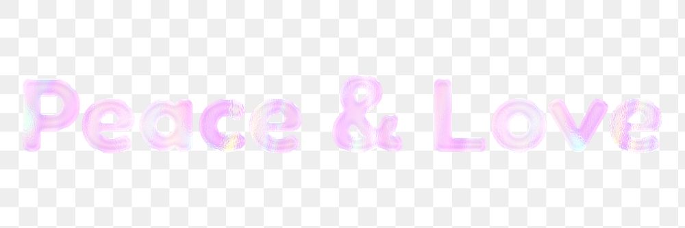 Shiny peace & love png sticker word art holographic pastel font