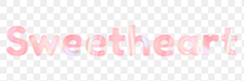 Sweetheart png word art pastel holographic 