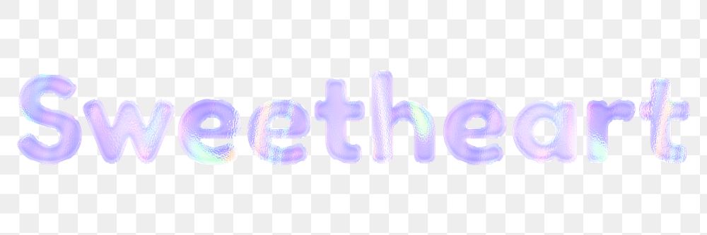 Shiny sweetheart png sticker word art holographic pastel font