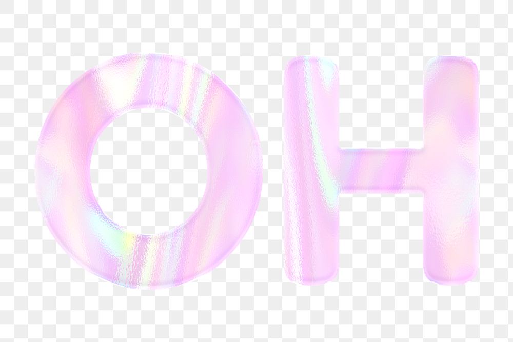 Oh text png holographic pink word sticker