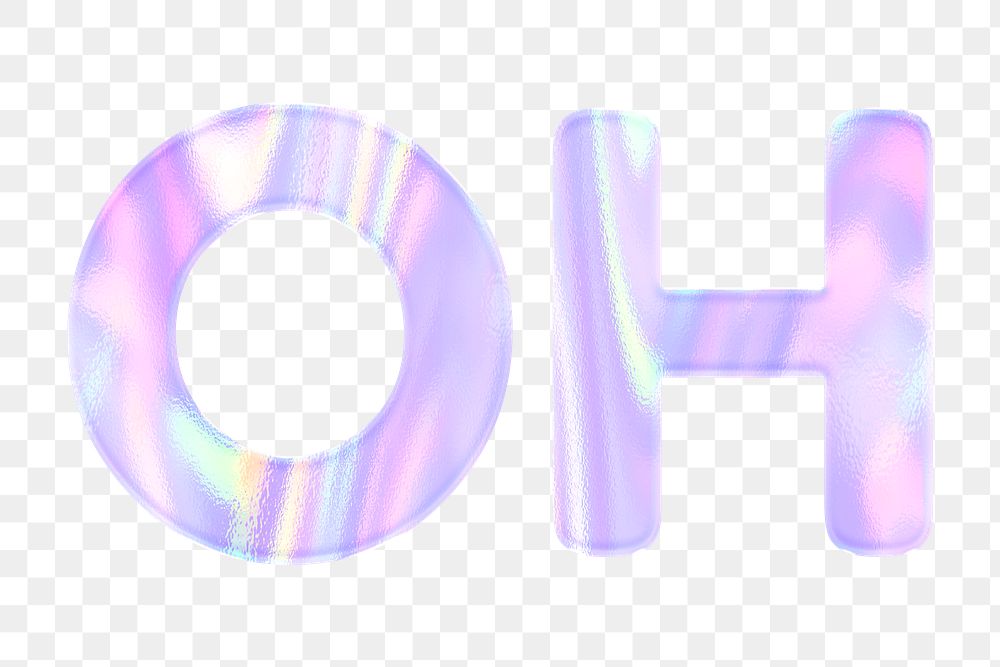 Oh text png holographic purple word sticker