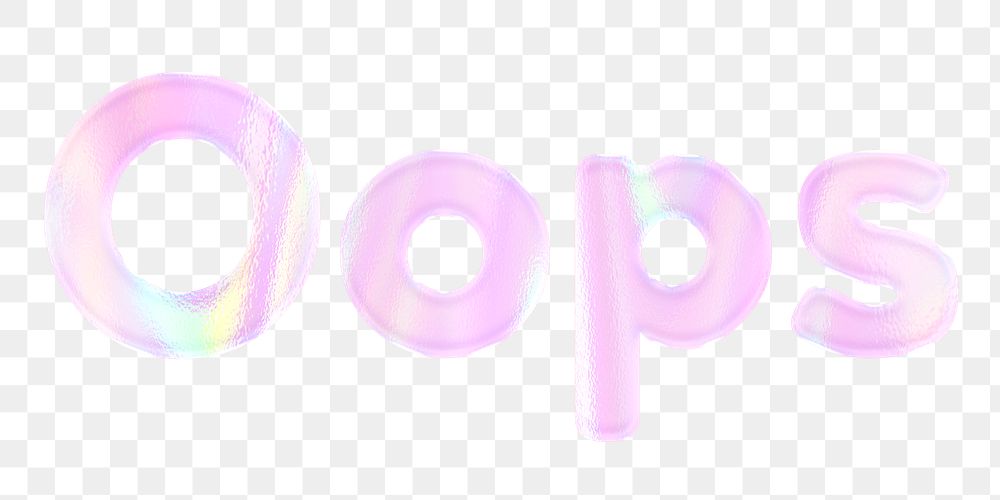 Oops text png holographic pink word sticker 