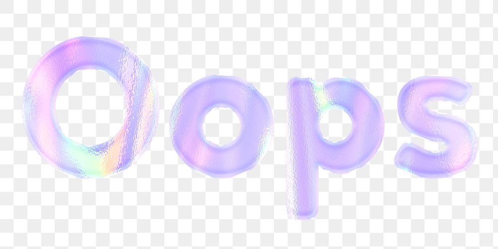 Holographic oops text png word feminine sticker