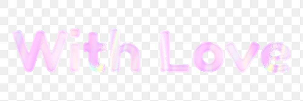 Pastel with love lettering png sticker holographic font