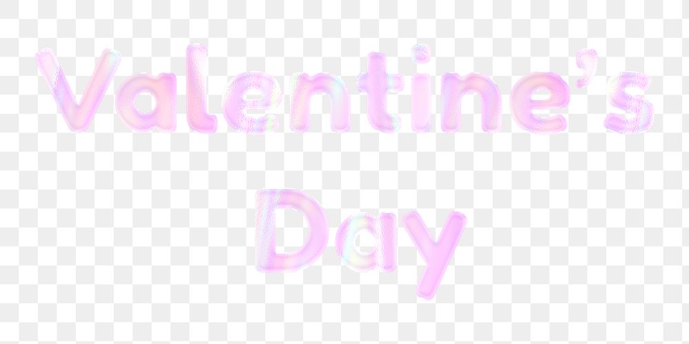 Shiny Valentine's day png sticker word art holographic pastel font