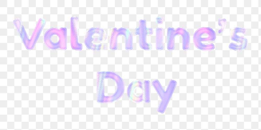 Shiny Valentine's day png sticker word art holographic pastel font
