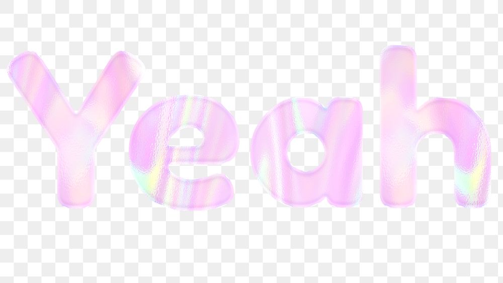 Yeah text png holographic pink word sticker