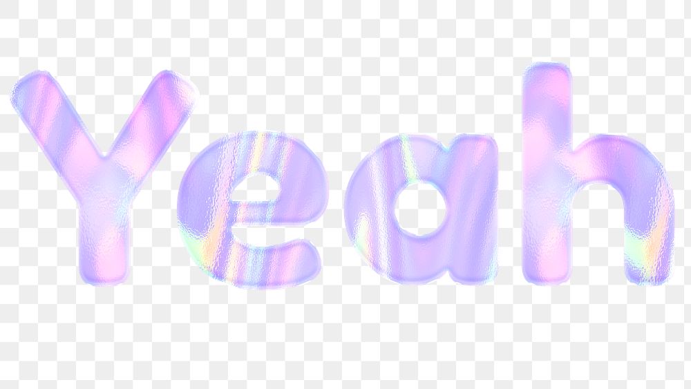 Pastel yeah word png sticker cute holographic effect