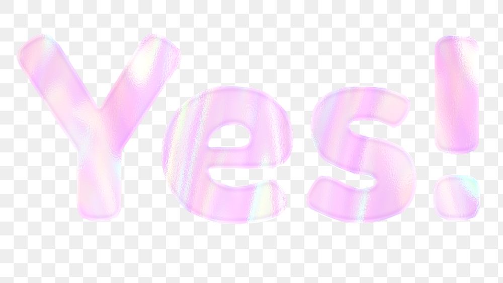 Pastel yes! word png sticker cute holographic effect
