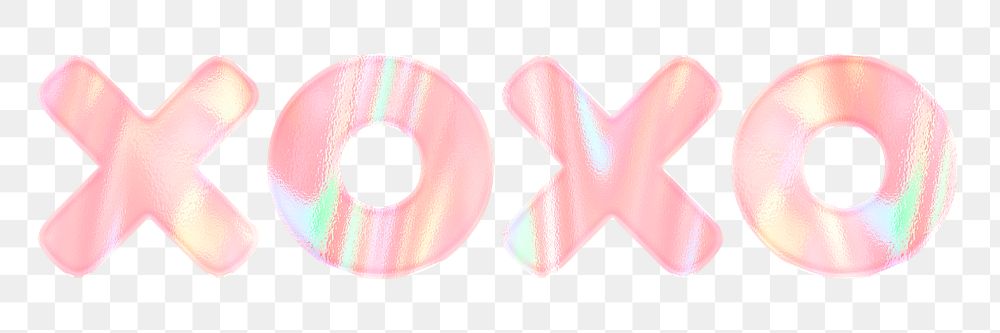 Shiny XOXO png sticker word art holographic pastel font