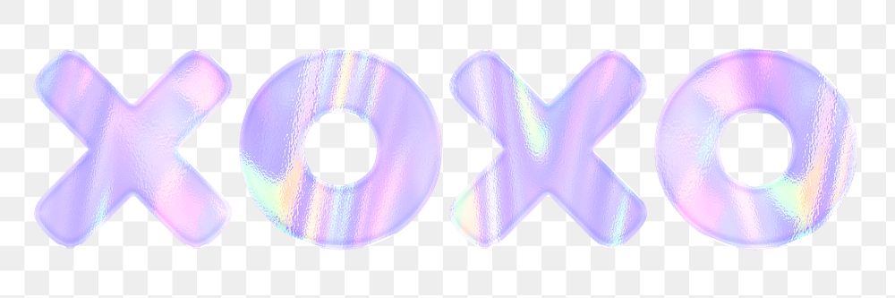 XOXO png word art pastel holographic feminine