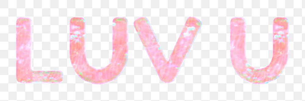 Pink LUV U png word sticker holographic 