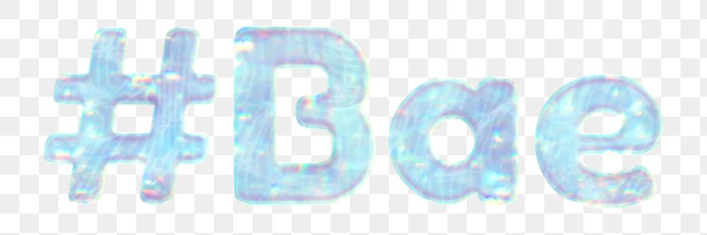 Blue hashtag bae png bling bling holographic word sticker feminine