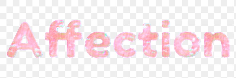 Pastel affection word png cute sticker holographic effect