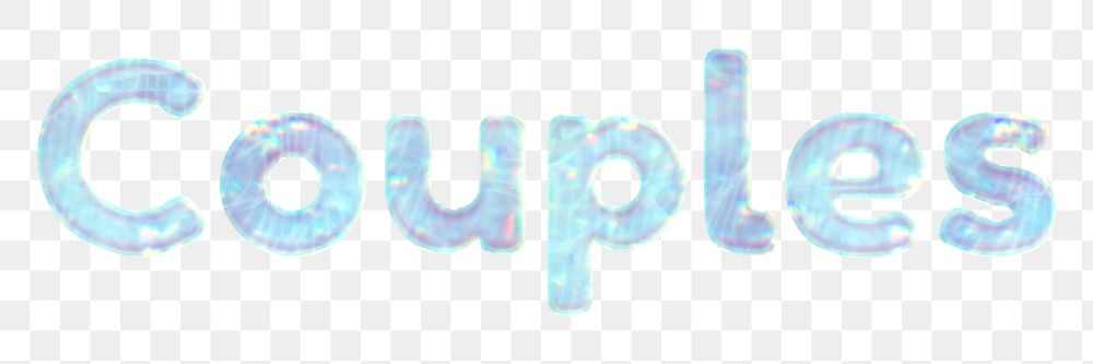Shiny couples word png sticker word art holographic pastel font