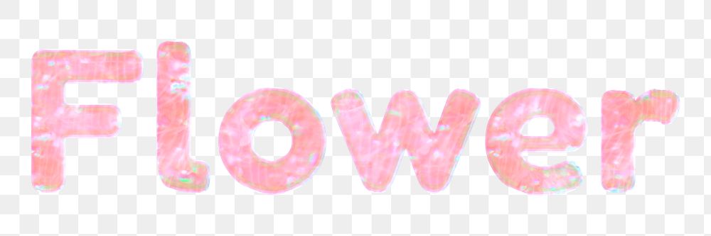 Shiny flower word png sticker word art holographic pastel font