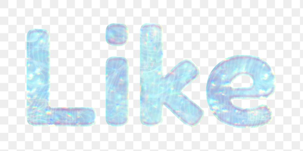 Holographic png like word blue pastel typography
