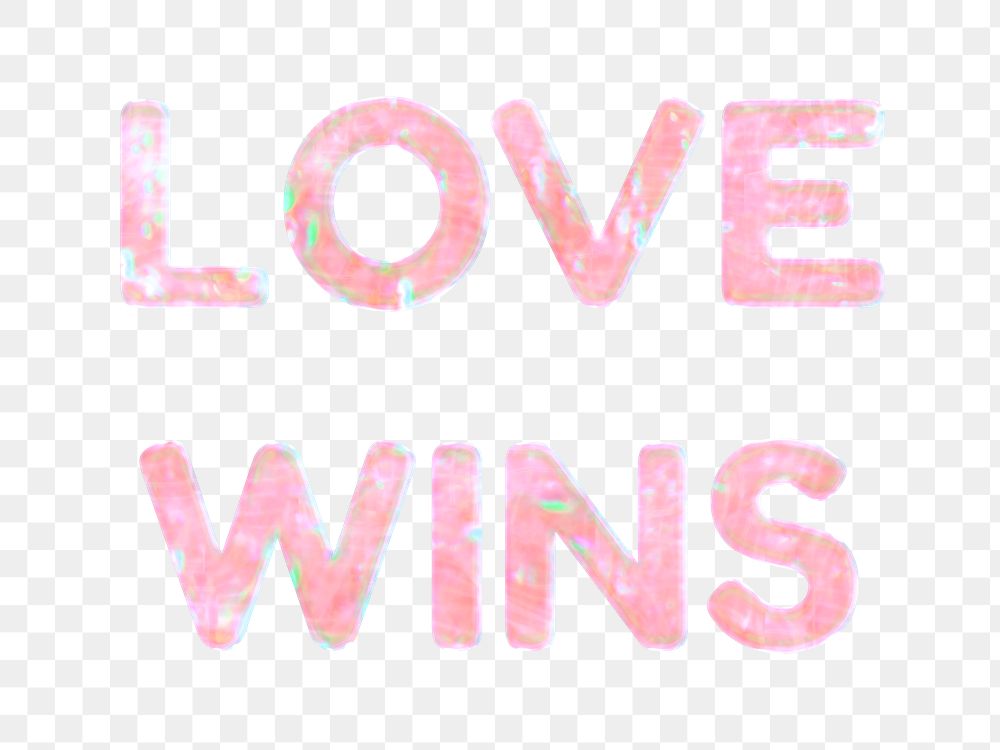Love wins png word art pastel holographic feminine