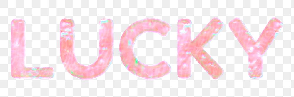 Shiny  lucky png sticker word art holographic pastel font