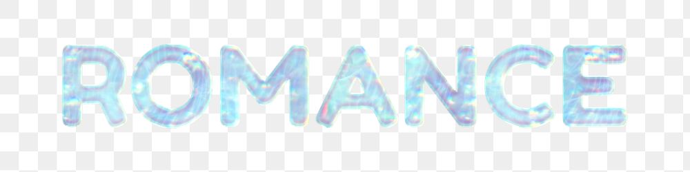 Romance png word art pastel holographic effect