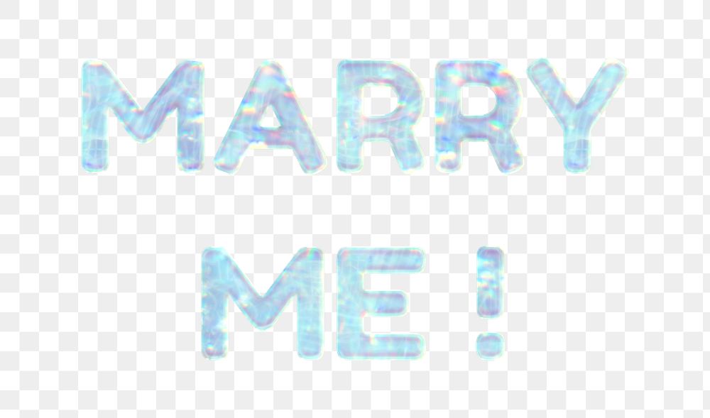 Shiny marry me! png sticker word art holographic pastel font