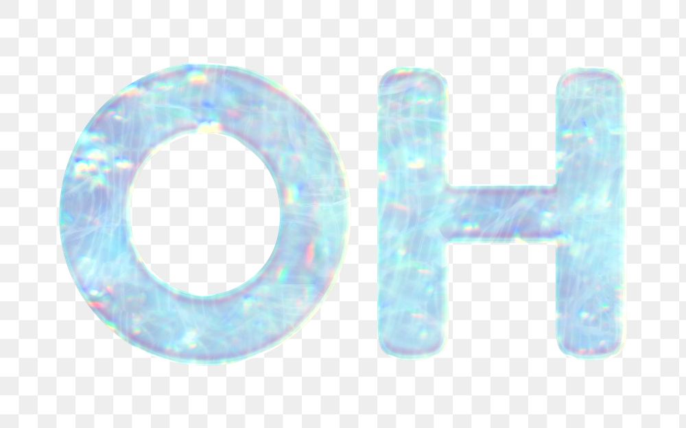Oh text png word sticker holographic pastel blue