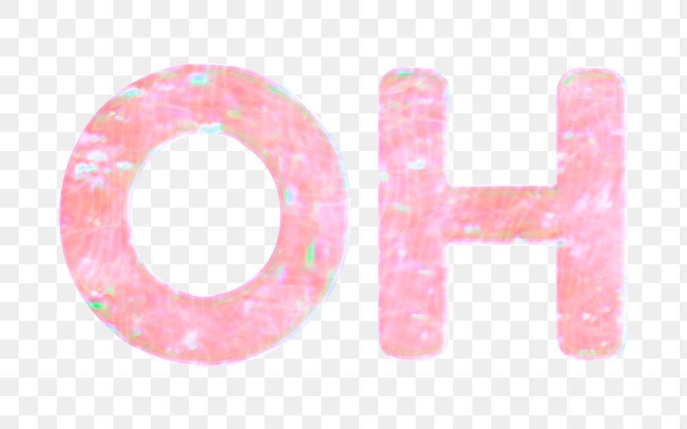 Oh png word art pastel holographic effect