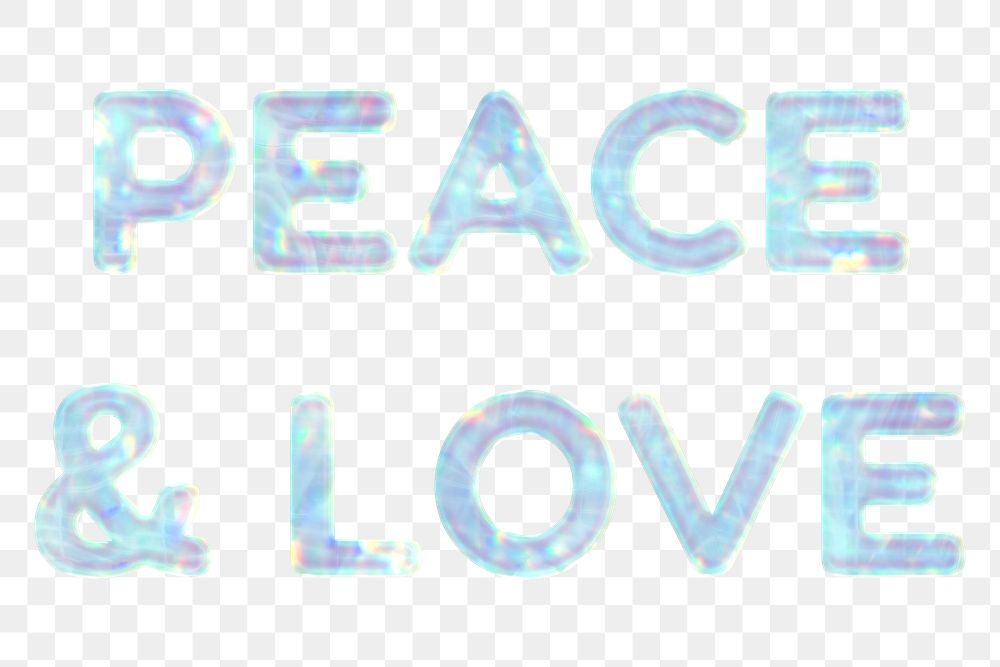 Shiny peace png sticker word art holographic pastel font