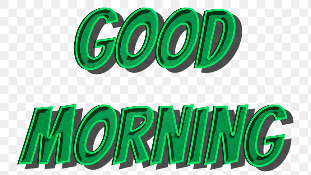 Good morning png cartoon word sticker typography