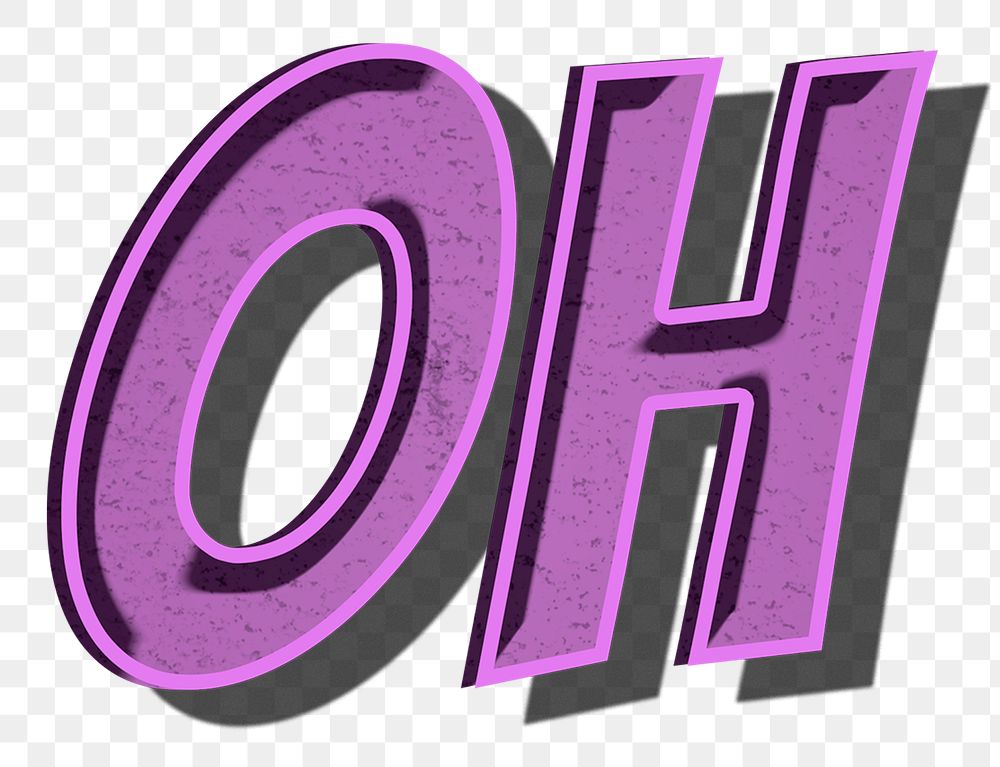 Oh word art retro style png typography
