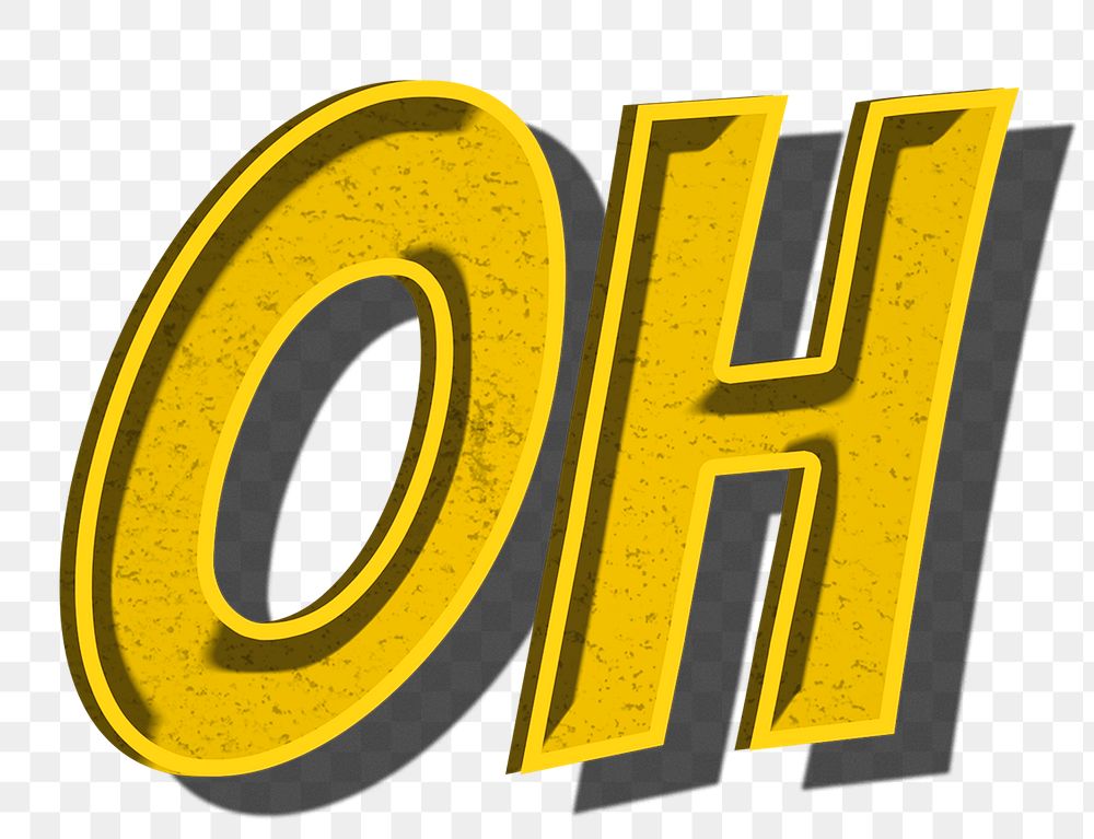 Oh word art retro style png typography