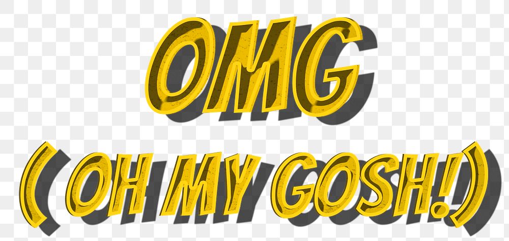 OMG word art retro style png typography