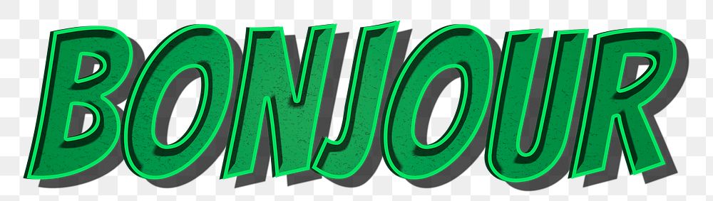 Bonjour comic style png typography