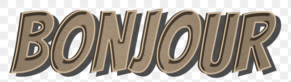 Bonjour comic style png typography