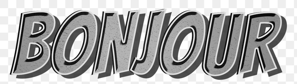 Bonjour png comic word retro typography