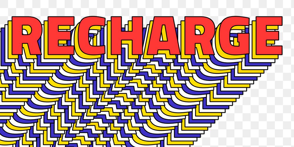 RECHARGE layered png retro typography
